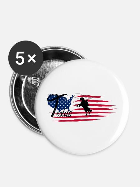 Texas - Buttons groß 56 mm (5er Pack) - Weiß