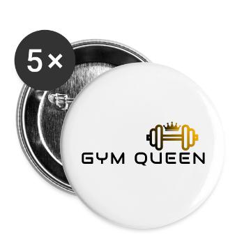 GYM QUEEN - Gym Motivation and Fitness Designs - Buttons large 2.2''/56 mm (5-pack) - white - Front
