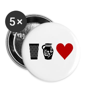 Geripptes Bembel Love - Bembel Desgin Frankfurt - Buttons groß 56 mm (5er Pack) - Weiß - Vorne