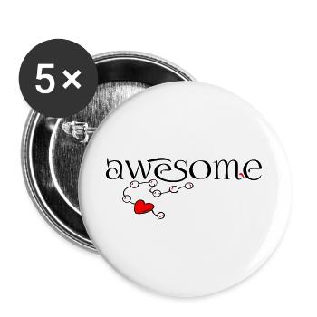 awesome, Herz - Buttons groß 56 mm (5er Pack) - Weiß - Vorne