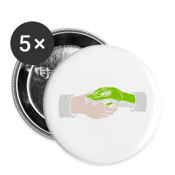 Salutation Poignée de main Morsures de serpent - Lot de 5 grands badges (56 mm) - blanc - Devant
