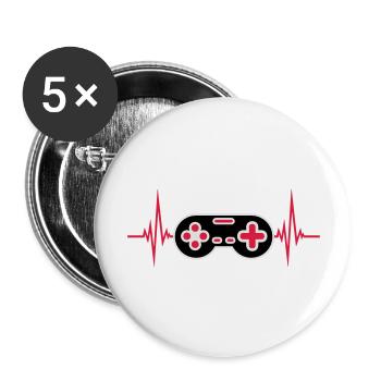 Pulse Heartbeat Retro Gamer - Lot de 5 grands badges (56 mm) - blanc - Devant