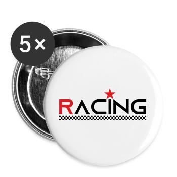 Racing Star - Pilote de course - Car Auto Bike - Lot de 5 grands badges (56 mm) - blanc - Devant