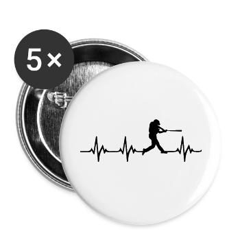 Softball Heartbeat - Lot de 5 grands badges (56 mm) - blanc - Devant
