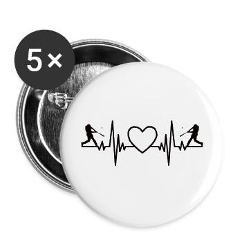 Baseball Baseballspiel Geschenk Baseballliebhaber - Buttons groß 56 mm (5er Pack) - Weiß - Vorne