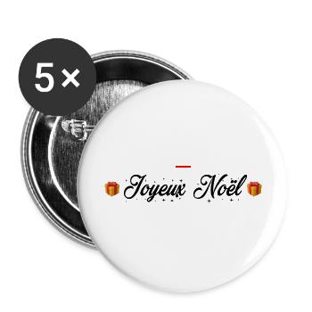 Joyeux Noël - Lot de 5 grands badges (56 mm) - blanc - Devant