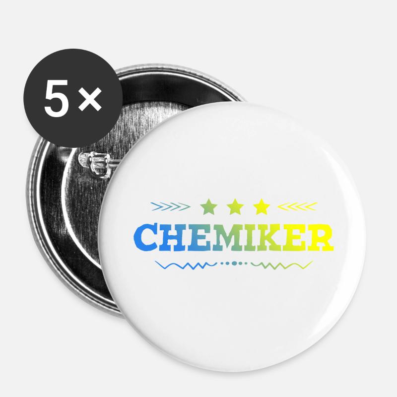 Chemiker Beruf - Buttons groß 56 mm (5er Pack) - Weiß