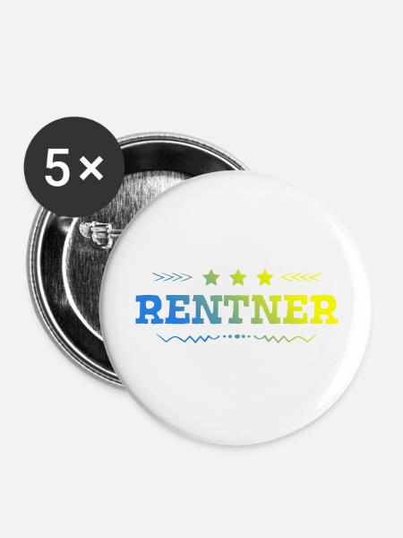 Rentner Rente - Buttons groß 56 mm (5er Pack) - Weiß