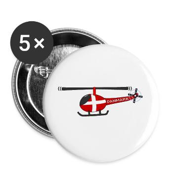 Hélicoptère Danemark Flag Enfants - Lot de 5 grands badges (56 mm) - blanc - Devant