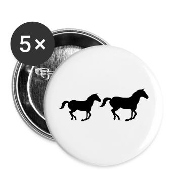 Pferde - Buttons groß 56 mm (5er Pack) - Weiß - Vorne