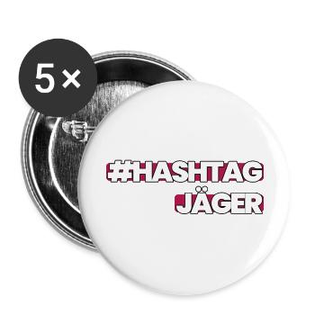 HashtagJäger pink - Buttons groß 56 mm (5er Pack) - Weiß - Vorne