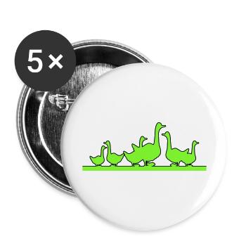 Gans Gänse Familie - Buttons groß 56 mm (5er Pack) - Weiß - Vorne