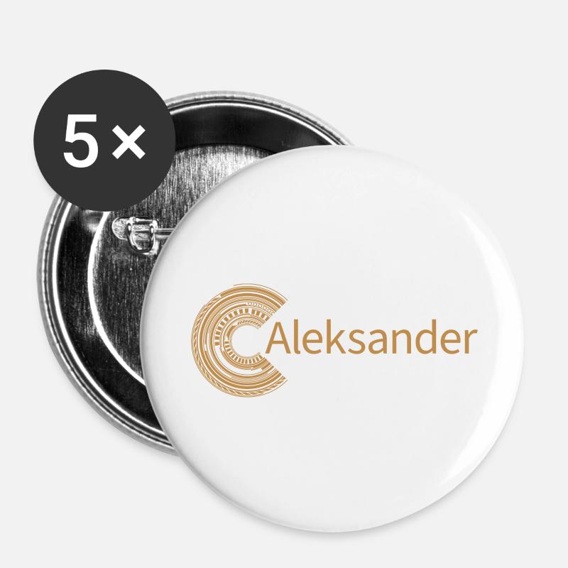 Für Aleksander - Buttons groß 56 mm (5er Pack) - Weiß