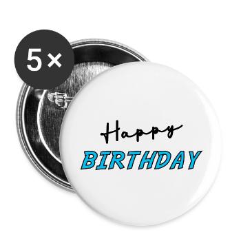 JAHRESTAG. ALLES GUTE ZUM GEBURTSTAG!. ALLES GUTE ZUM GEBURTSTAG!. - Buttons groß 56 mm (5er Pack) - Weiß - Vorne