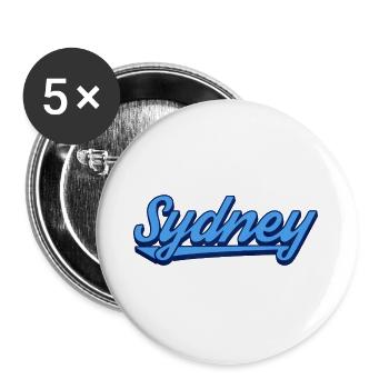 Sydney Ocean Script Logo - Buttons large 2.2''/56 mm (5-pack) - white - Front