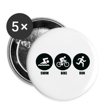 Triathlon, Swimming, Running, Cycling, Sports - Buttons large 2.2''/56 mm (5-pack) - white - Front