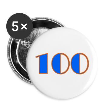 100. 100 JAHRE. 100-jähriges Jubiläum. GEBURTSTAG 100 - Buttons groß 56 mm (5er Pack) - Weiß - Vorne