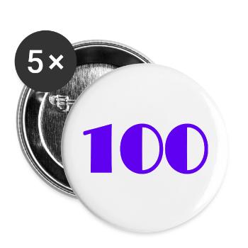 100. 100 JAHRE. 100-jähriges Jubiläum. JAHRESTAG - Buttons groß 56 mm (5er Pack) - Weiß - Vorne
