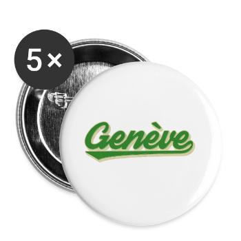 Genève Grün Retro Script - Buttons groß 56 mm (5er Pack) - Weiß - Vorne