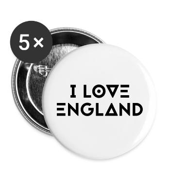 I LOVE ENGLAND - Buttons groß 56 mm (5er Pack) - Weiß - Vorne