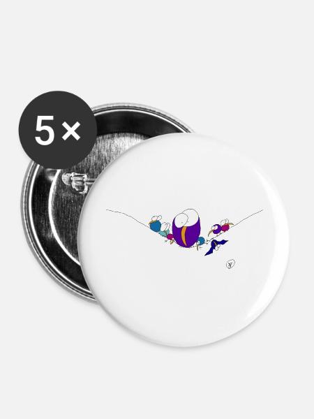 Vögel auf einem Seil - Buttons groß 56 mm (5er Pack) - Weiß