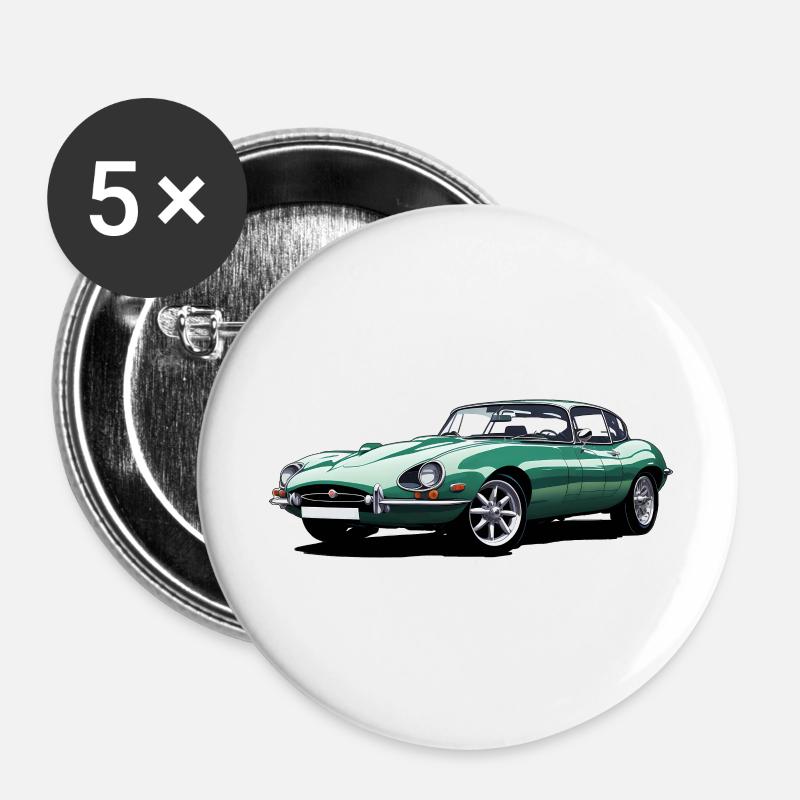 E type jag sketch - Buttons large 2.2''/56 mm (5-pack) - white