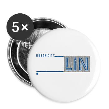 Berliner Urban City Style Fan Reise Streetwear - Buttons groß 56 mm (5er Pack) - Weiß - Vorne