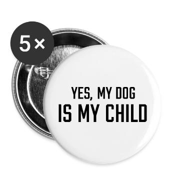 Hund Dog - Buttons groß 56 mm (5er Pack) - Weiß - Vorne