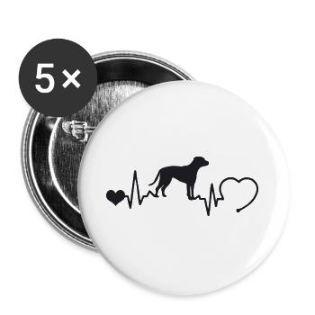 American Staffordshire Terrier mit Herzschlag - Buttons groß 56 mm (5er Pack) - Weiß - Vorne