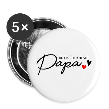 Bester Papa - Buttons groß 56 mm (5er Pack) - Weiß - Vorne