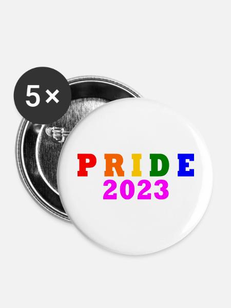 Pride 2023 - Buttons groß 56 mm (5er Pack) - Weiß