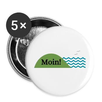 Moin! - Buttons groß 56 mm (5er Pack) - Weiß - Vorne