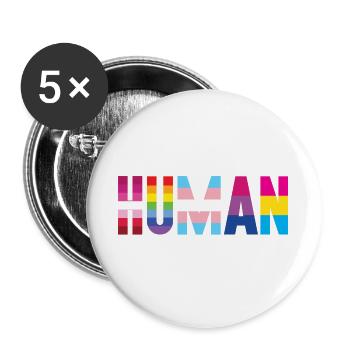 Pride Month LGBT - We Are All Human - Buttons large 2.2''/56 mm (5-pack) - white - Front