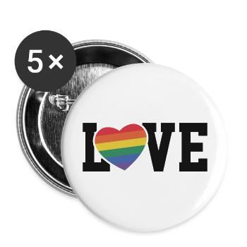 Love Regenbogen Herz - Buttons groß 56 mm (5er Pack) - Weiß - Vorne