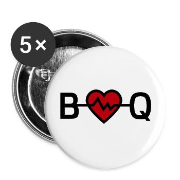 ''BBQ'' is my heart - Buttons large 2.2''/56 mm (5-pack) - white - Front