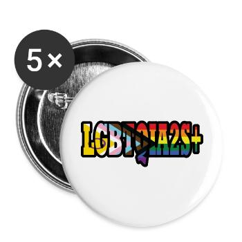 LGBTQIA2S+ - Buttons groß 56 mm (5er Pack) - Weiß - Vorne
