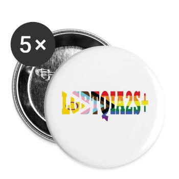 LGBTQIA2S+ - Buttons groß 56 mm (5er Pack) - Weiß - Vorne