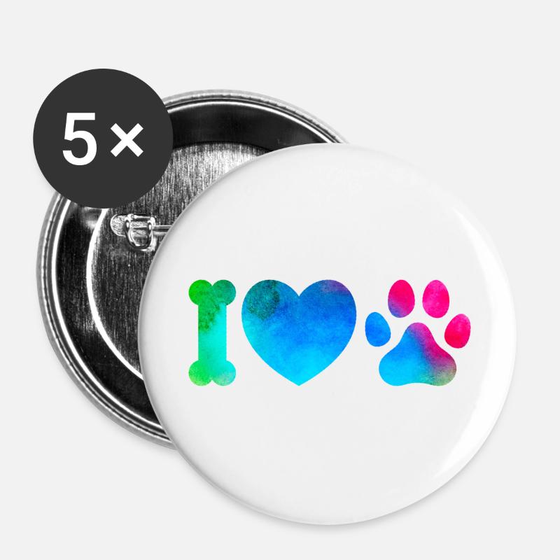 Love dogs - Buttons large 2.2''/56 mm (5-pack) - white