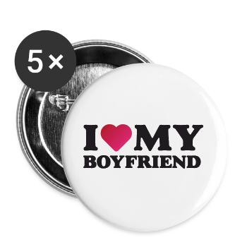 I Love My Boyfriend - Buttons large 2.2''/56 mm (5-pack) - white - Front