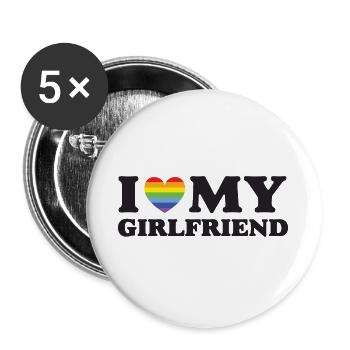 J’aime ma copine - LGBTQ - Lot de 5 grands badges (56 mm) - blanc - Devant