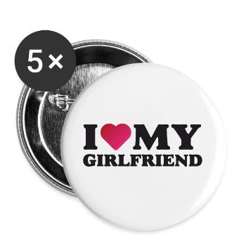 Ich liebe meine Freundin - Buttons groß 56 mm (5er Pack) - Weiß - Vorne