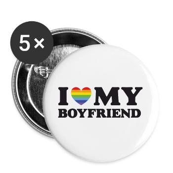 I Love My Boyfriend - LGBTQ - Buttons large 2.2''/56 mm (5-pack) - white - Front