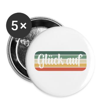 Glück auf Gruß - Buttons groß 56 mm (5er Pack) - Weiß - Vorne
