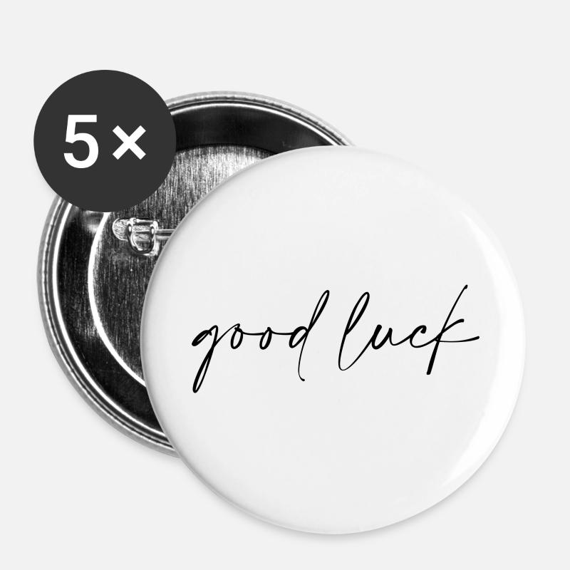 Good Luck Black - Buttons large 2.2''/56 mm (5-pack) - white
