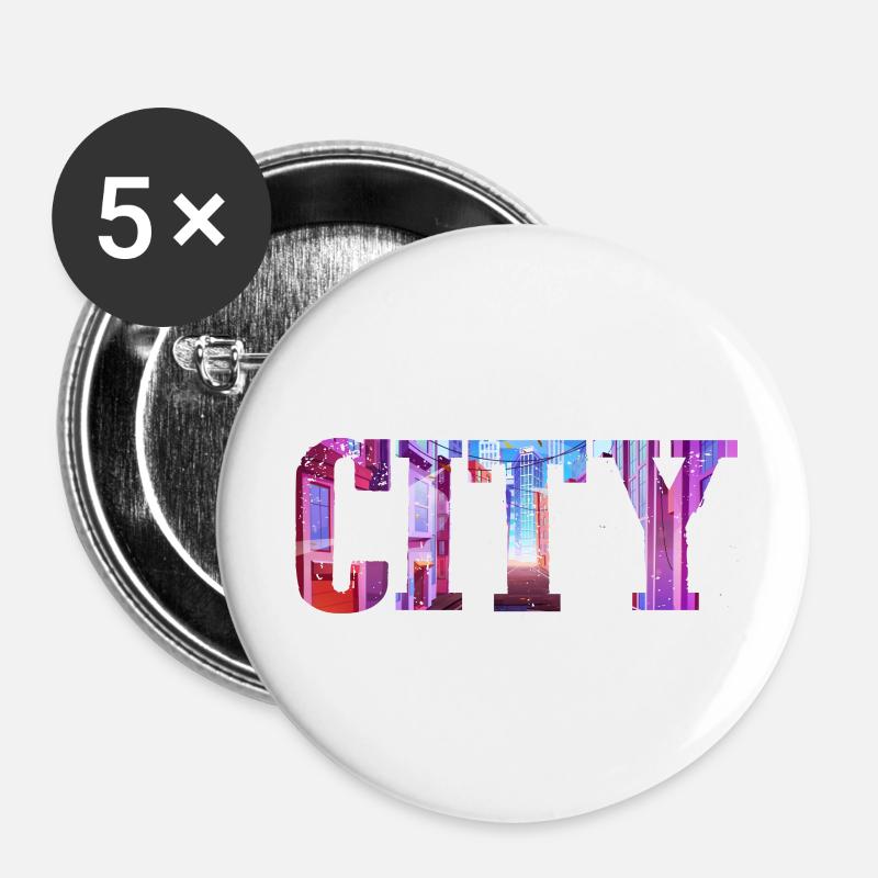 Downtown - Buttons large 2.2''/56 mm (5-pack) - white
