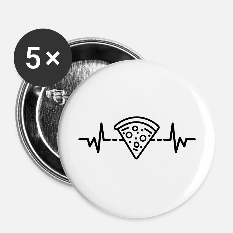 Pizza Heartbeat Pizza Herzschlag - Buttons large 2.2''/56 mm (5-pack) - white