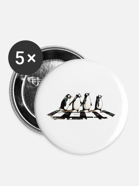 Penguins - Buttons large 2.2''/56 mm (5-pack) - white