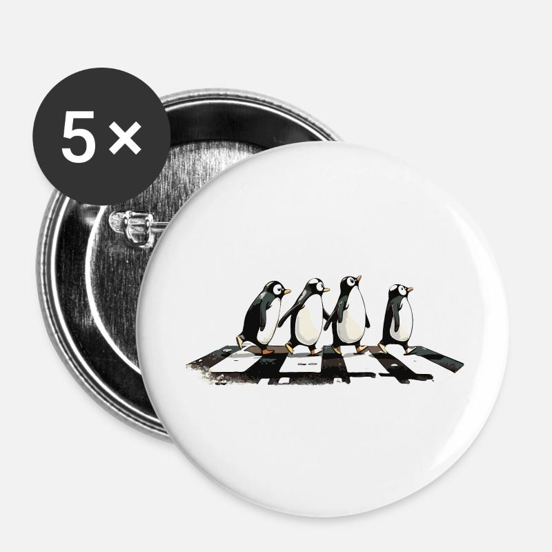 Penguins - Buttons large 2.2''/56 mm (5-pack) - white