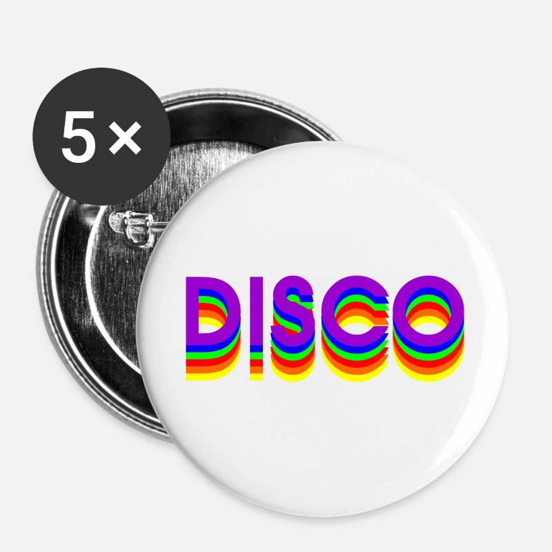 80s DISCO DANCE - Buttons large 2.2''/56 mm (5-pack) - white