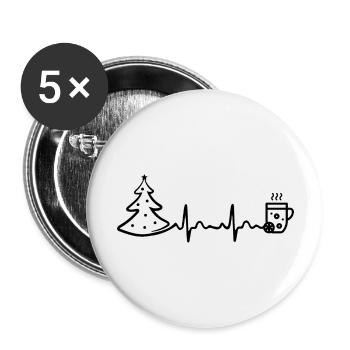 Weihnachten Herzschlag Glühwein - Buttons groß 56 mm (5er Pack) - Weiß - Vorne